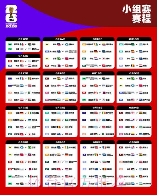 2026世界杯小组赛赛程一览实时赛程怎么查